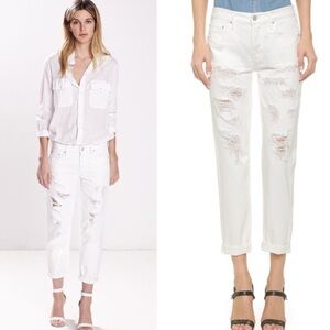 MOTHER Denim White Jeans‎ The Loosey Distressed High Rise Boyfriend Women’s 28